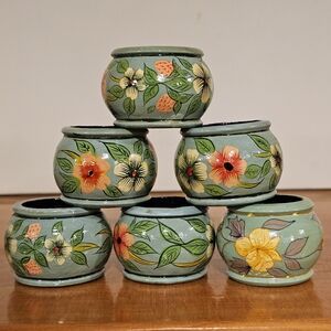 Hand-Painted Floral Wooden Napkin Holders
